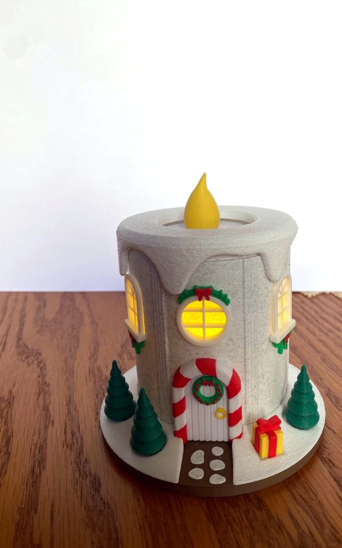 Vela casinha de Natal com luz