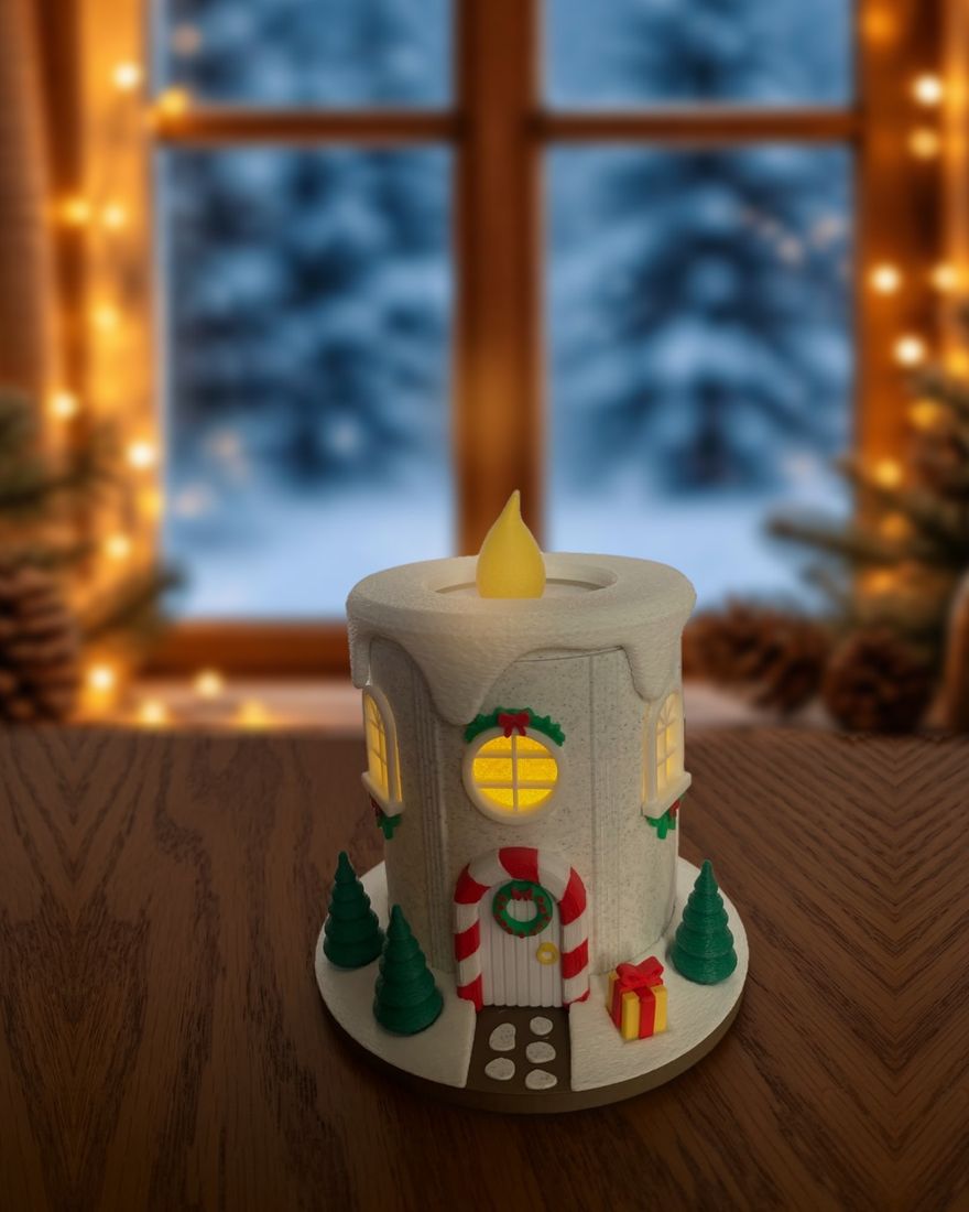Vela casinha de Natal com luz